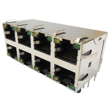 جک شبکه RJ45 8p8c رو بردی 8 تایی ال ای دی دار