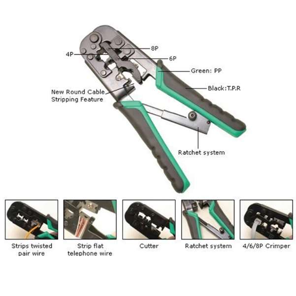 آچارسوکت زن تلفن و شبکه  proskit مدل cp-376TR