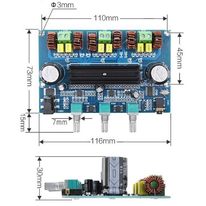 برد آمپلی فایر بلوتوث استریو TPA3116D2 2x50w + 100w