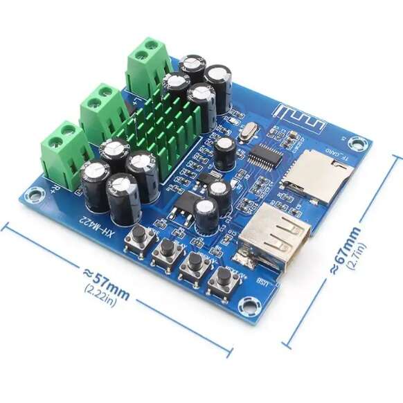 آمپلی فایرمدل XH-M422 با توان 2x50 وات با ورودی بلوتوث  TF-Card و USB با ولتاژ کاری 12 تا 24 ولت