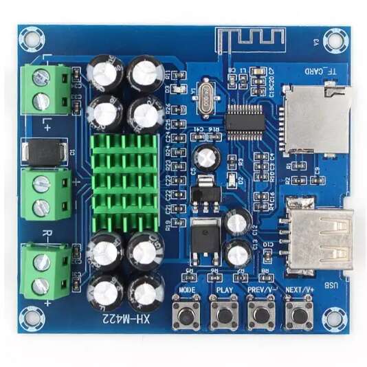 آمپلی فایرمدل XH-M422 با توان 2x50 وات با ورودی بلوتوث  TF-Card و USB با ولتاژ کاری 12 تا 24 ولت