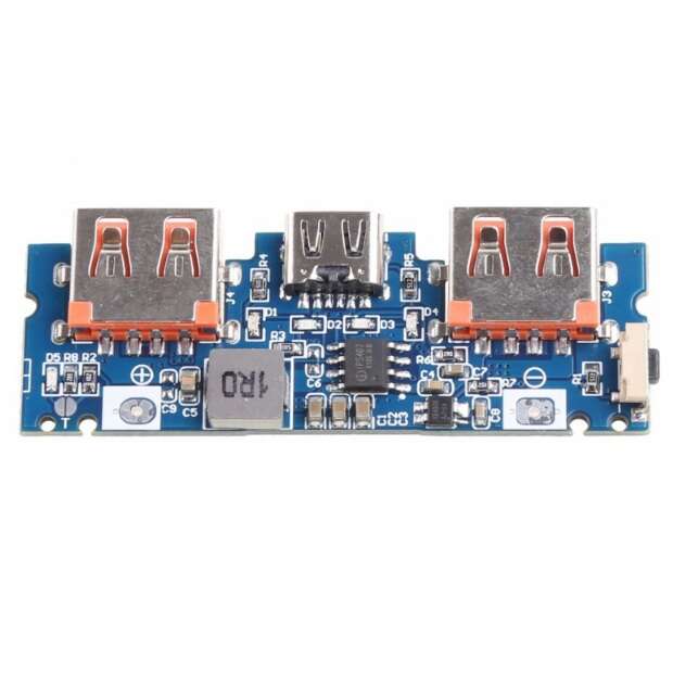 ماژول ساخت پاور بانک دارای دو ورودی Type-C و micro USB  و دو خروجی USB (جریان بالا) مدل LX-LBU2C