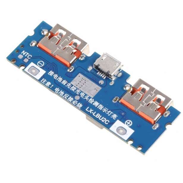 ماژول ساخت پاور بانک دارای دو ورودی Type-C و micro USB  و دو خروجی USB (جریان بالا) مدل LX-LBU2C