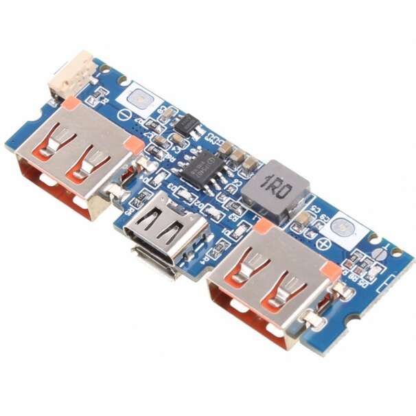 ماژول ساخت پاور بانک دارای دو ورودی Type-C و micro USB  و دو خروجی USB (جریان بالا) مدل LX-LBU2C