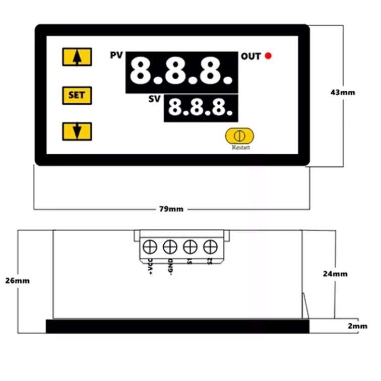 ماژول ترموستات دیجیتال دو نمایشگره مدل w3230