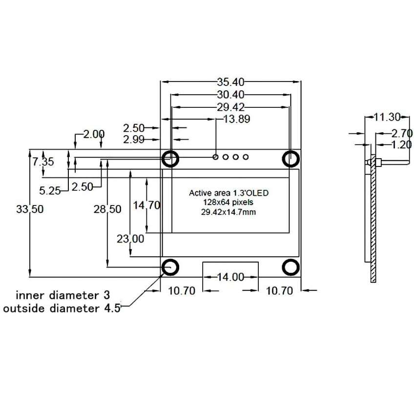 نمایشگر OLED 128*64 سفید I2C